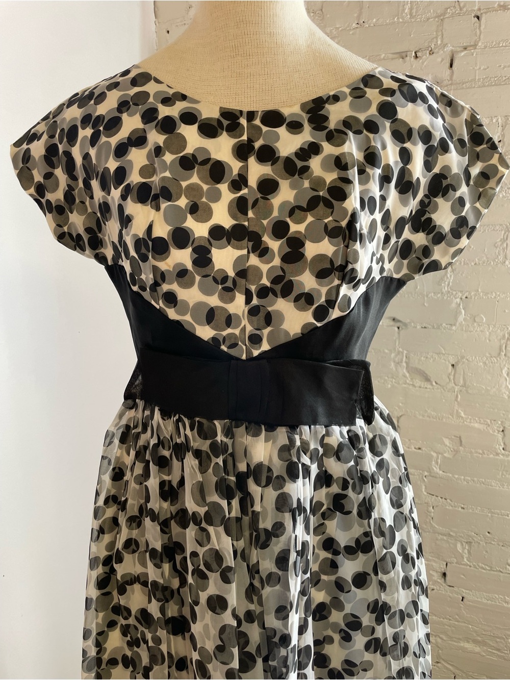 1960s Black and White Polka Dot Fit-and-Flare Dress - Picture 2 of 5